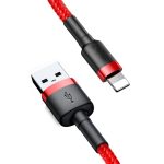 SiGN Kevlar USB-kabel med Lightning 2.1A, 2m - Grå/Röd