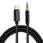 SiGN USB-C till AUX 3.5mm Audio/Ljudkabel, 1m - Svart/Nylon
