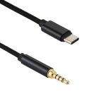 SiGN USB-C till AUX 3.5mm Audio/Ljudkabel, 1m - Svart/Nylon - Bild 4
