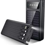 SiGN Kraftfull Solcell Powerbank med Inbyggd Kablar, 20000mAh - Svart