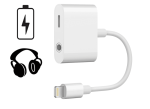 SiGN Lightning till 3.5mm Adapter för Ljud & Laddning, 12W, 10cm - Vit
