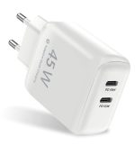 SiGN Dual USB-C PD Laddare 45W till laptop och smartphones - Vit