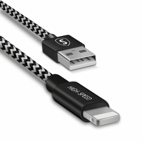 SiGN Skin Lightning Kabel 2.4A, 0.25m - Svart/Vit