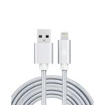 SiGN USB-A till Lightning Kabel, 2.1A, 2m, Nylon - Silver