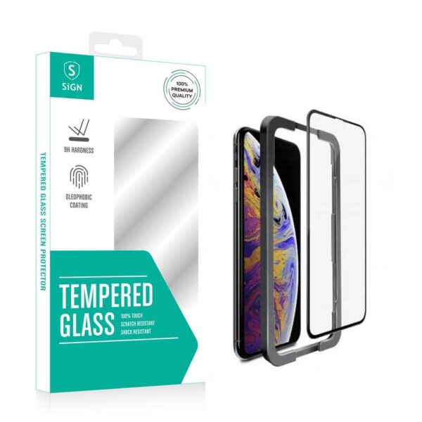 SiGN Heltäckande Skärmskydd i Härdat Glas för iPhone 12/12 Pro + Monteringsram