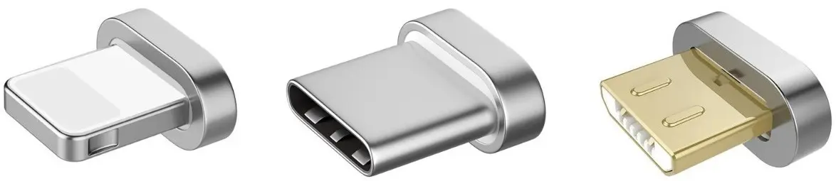 SiGN Magnetkabel 3-i-1 USB-C, Lightning, Micro-USB 2.4A 1 m - Svart