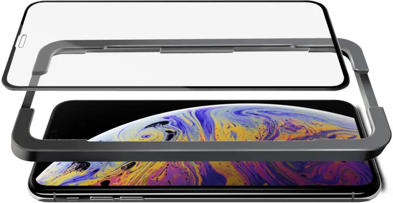 SiGN Heltäckande Skärmskydd i Härdat Glas för iPhone Pro Max& iPhone XS Max + Monteringsram