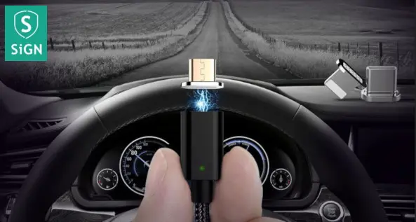 SiGN Magnetkabel 3-i-1 USB-C, Lightning, Micro-USB 2.4A 1 m - Svart