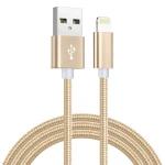 SiGN USB kabel med Lightning 2.4A, för iPhone & iPad, 1m – Guld/Nylon