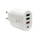 SiGN Snabbladdare USB-C & 3xUSB-A, PD & Q.C 3.0, 36W - Vit