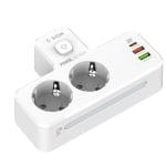 SiGN 20W Grenuttag med LED-nattlampa, 2-vägs/2 xUSB-A/1x USB-C - Vit - Bild 3