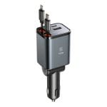 SiGN 4-i-1 billaddare 45W med utdragbara USB-C/Lightning-kablar – svart - Bild 10