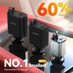 SiGN 4-i-1 billaddare 45W med utdragbara USB-C/Lightning-kablar – svart - Bild 2