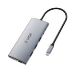 SiGN 11-i-1 hubb USB-C till HDMI/VGA/RJ45/USB-C/USB-A/SD/TF/3.5mm – Silver