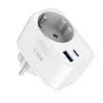 SiGN Väggadapter med eluttag och USB-portar 20W - Vit