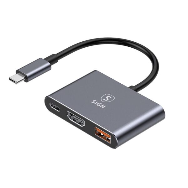 SiGN USB-C Hub till USB-A 3.0 / USB-C PD 100W / HDMI 4K@30Hz