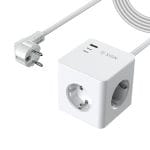 SiGN PowerCombo Cube Väggladdare 3680w, 2x USB-C, 1x USB-A, 3x AC, 16A - 20W, Vit