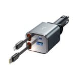 SiGN 4-i-1 billaddare 45W med utdragbara USB-C/Lightning-kablar – svart - Bild 8
