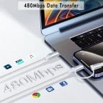 SiGN 2-i-1 USB-C till USB-C 60W PD 3A / Lightning 27W kabel, 1m - Vit - Bild 2