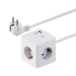SiGN PowerCombo Cube Väggladdare 3680w, 2x USB-C, 1x USB-A, 3x AC, 16A - 20W, Vit - Bild 2