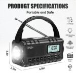 SiGN Nödradio DAB+/FM med handvev/batteri/solceller/USB-ström – svart - Bild 4