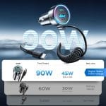 SiGN 90W 3-i-1 Snabb Billaddare med USB-C Kabel - Bild 8