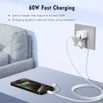 SiGN 4in1 USB-A/USB-C till Lightning/USB-C-kabel 60W/3A, 1m - Vit - Bild 4
