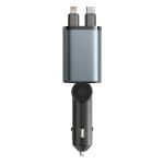 SiGN 4-i-1 billaddare 45W med utdragbara USB-C/Lightning-kablar – svart - Bild 9