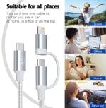SiGN 2-i-1 USB-C till USB-C 60W PD 3A / Lightning 27W kabel, 1m - Vit - Bild 6