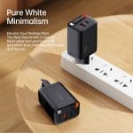 SiGN GaN Snabbladdare USB-C/USB-A 40W med utdragbar USB-C kabel - Svart - Bild 3