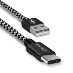 SiGN Skin USB-A till USB-C kabel 2.1A, 2m - Svart/Vit - Bild 5