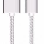 SiGN USB kabel med Lightning för iPhone & iPad Silver/nylon, 2.4A, 1m