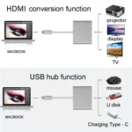 Adapter USB-C till HDMI - USB-A - USB-C - Guld - Bild 2