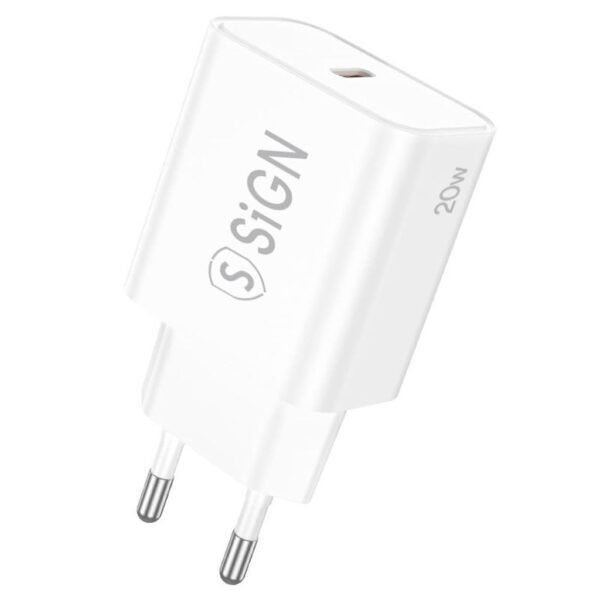 SiGN Väggladdare USB-C PD, 20W - Vit