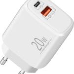 SiGN GaN Snabbladdare USB & USB-C, PD & Q.C3.0, 3A, 20W - Vit