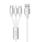 SiGN 3-i-1 Kabel 0,25m - Lightning, USB-C, Micro-USB 5V, 3A - Vit - Bild 2