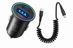 SiGN 60W Billaddare med Upprullad USB-C till USB-C-kabel – Svart
