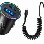 SiGN 60W Billaddare med Upprullad USB-C till USB-C-kabel – Svart