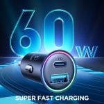 SiGN 60W Billaddare med Upprullad USB-C till USB-C-kabel – Svart - Bild 5