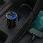 SiGN 60W Billaddare med Upprullad USB-C till USB-C-kabel – Svart - Bild 2