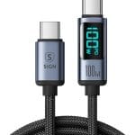 SiGN USB-C till USB-C Kabel 100W med Display, 2m - Svart