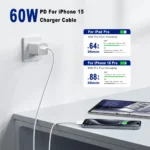 SiGN USB-C till USB-C-kabel, 60W/3A, 2m - Vit - Bild 2