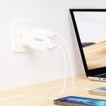 SiGN GaN Ultra Slim Snabbladdare 2x USB-C, PD & QC3.0, 3A, 20W – Vit - Bild 6
