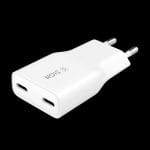 SiGN GaN Ultra Slim Snabbladdare 2x USB-C, PD & QC3.0, 3A, 20W – Vit - Bild 4