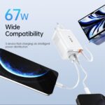 SiGN GaN Snabbladdare USB-C/USB-A 65W med utdragbar USB-C kabel - Vit - Bild 7