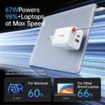 SiGN GaN Snabbladdare USB-C/USB-A 65W med utdragbar USB-C kabel - Vit - Bild 8