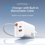 SiGN GaN Snabbladdare USB-C/USB-A 65W med utdragbar USB-C kabel - Vit - Bild 5