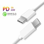 SiGN Snabbladdningskabel USB-C till USB-C 60W, 3A, 2m USB-C PD - Vit - Bild 3