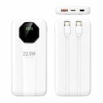 SiGN Kraftfull Powerbank med Inbyggd Kablar, 20000mAh - Vit
