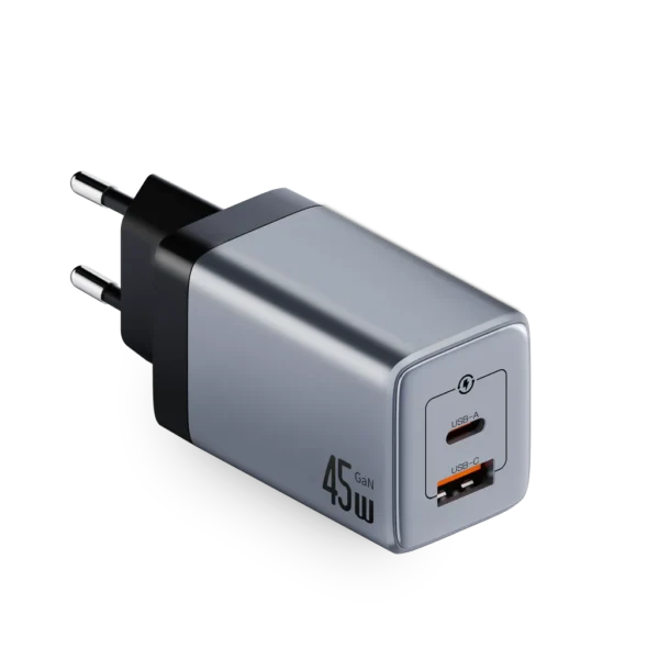 NEXTBATT 45W Snabbladdare USB-C/USB-A - Svart/Grå